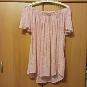 GRAND & GREENE WITH LOVE Loose Fit Striped Off-The-Shoulder Top, Sz XL, used